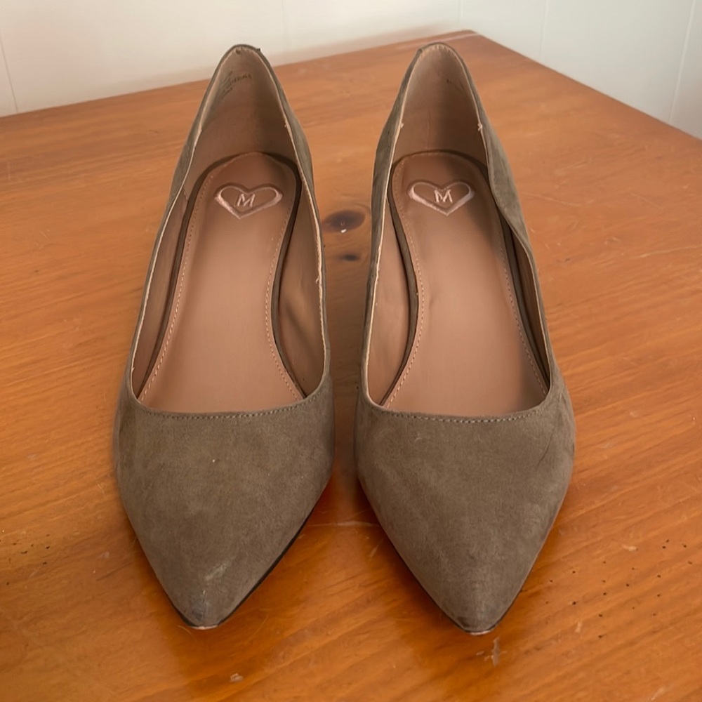 Madeline pumps.  Barely worn.  Olive green neutral color. Size 8.